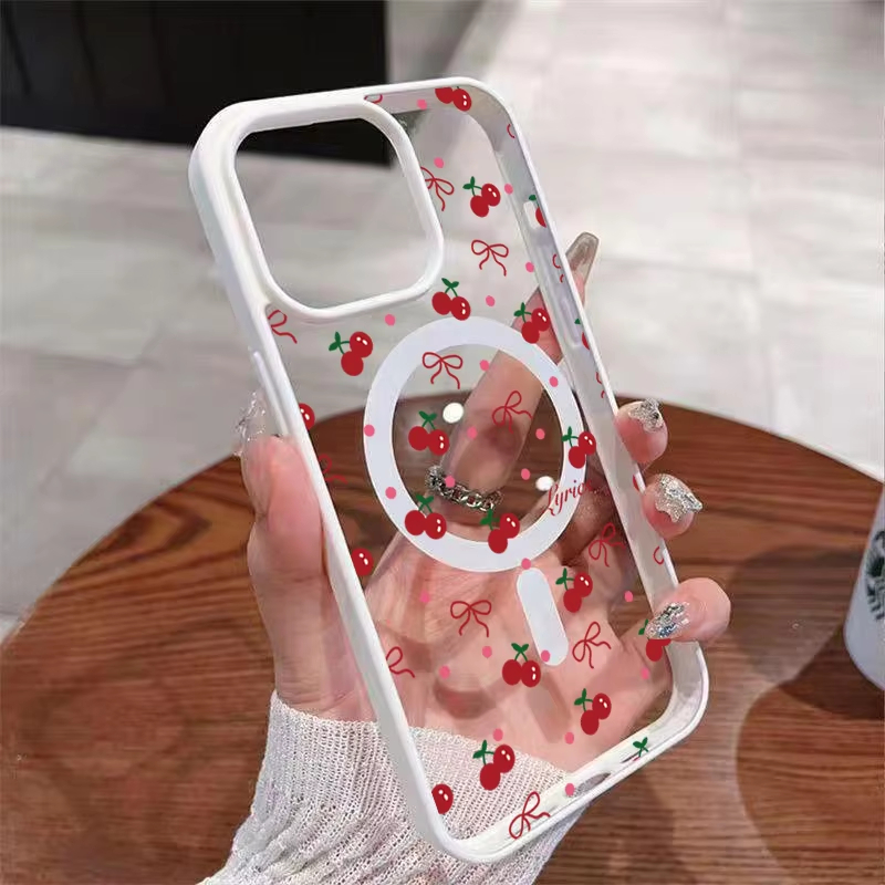 Phone Cases Red - Rote Kirschen Bedruckte Magnetische Handyhülle für