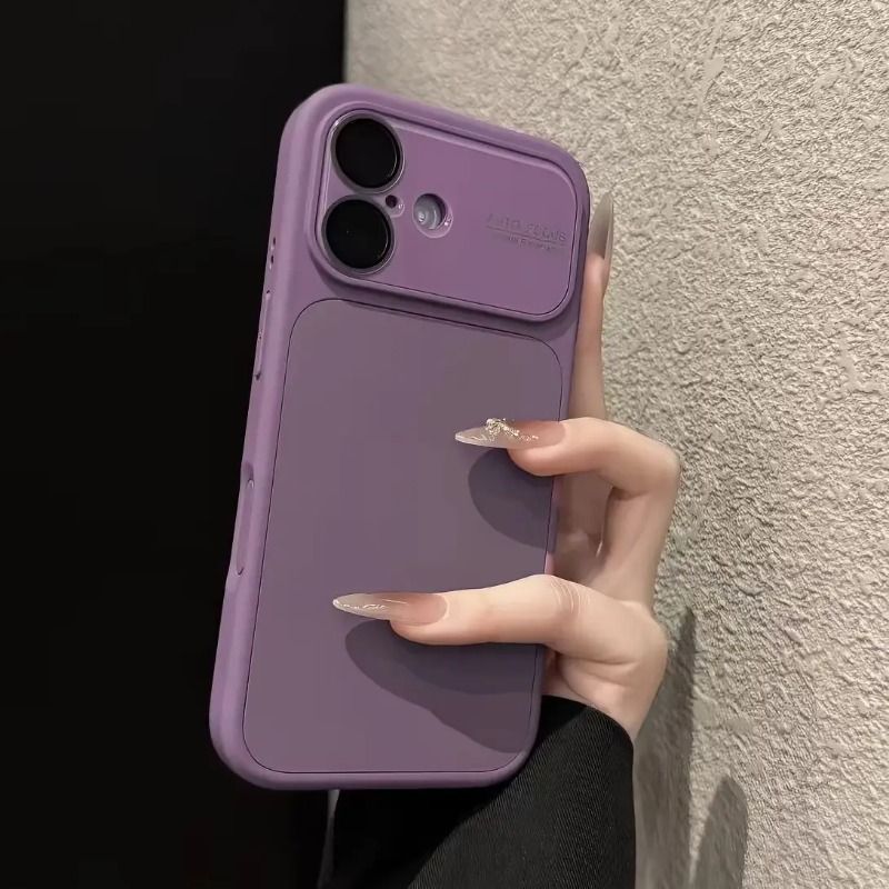 Phone Cases With Camera Cover - Luxuriöse Flüssigsilikon-Handyhülle in Unifarben für iPhone