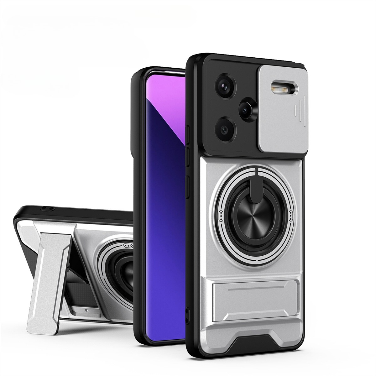 Ring Stand Case - Objektiv-Slide-Kamera-Telefonhülle für Xiaomi Redmi Note 14