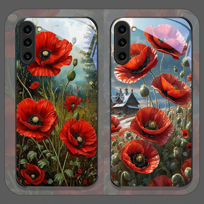 Retro Mohnblumen-Blütenmuster  – Phone Cases Red Bewertung und Preis