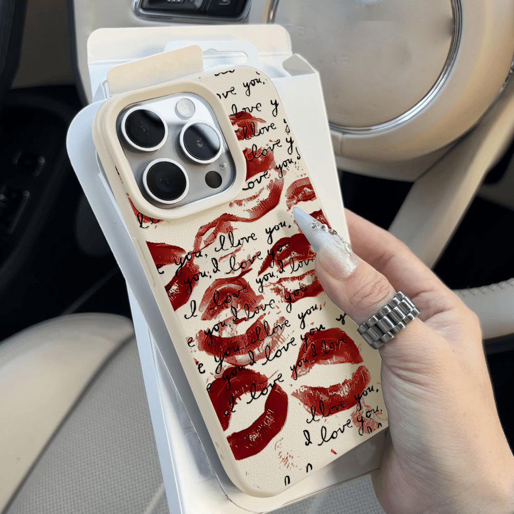 Helle rote Lippen Leder Handyh – Phone Cases Red Bewertung und Preis