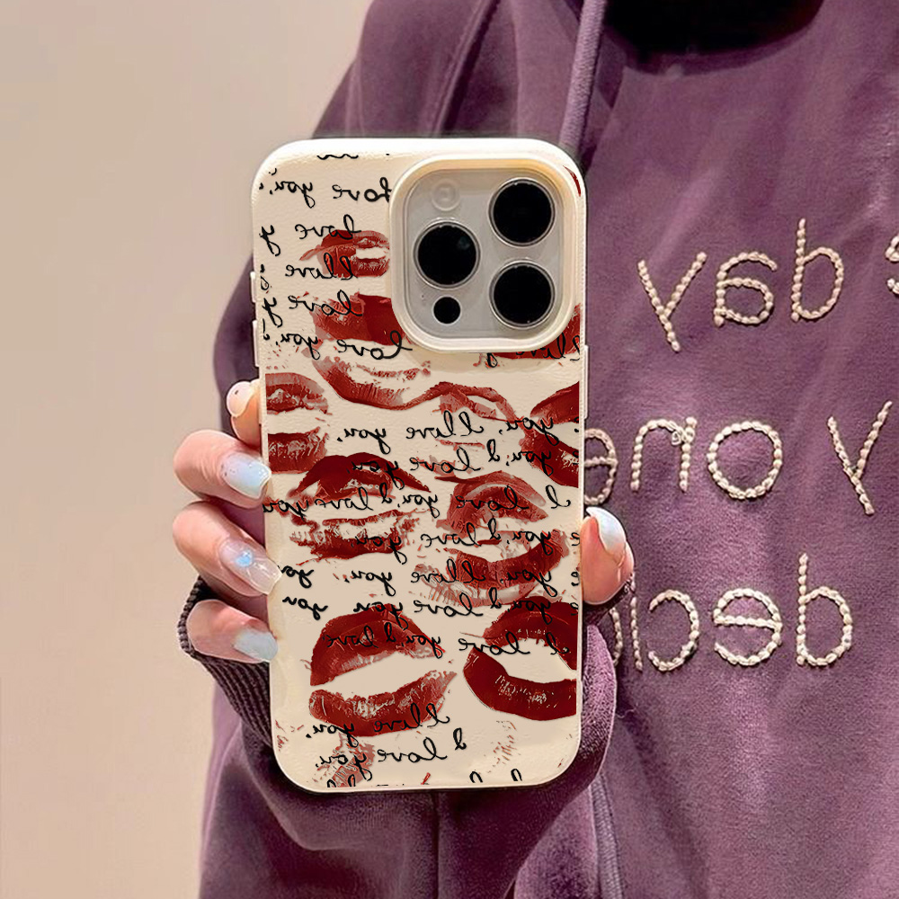 Helle rote Lippen Leder Handyh – Phone Cases Red Bewertung und Preis