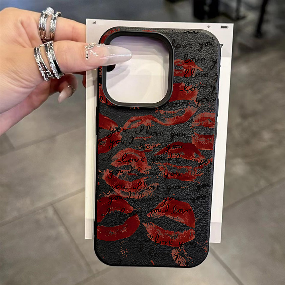 Helle rote Lippen Leder Handyh – Phone Cases Red Bewertung und Preis